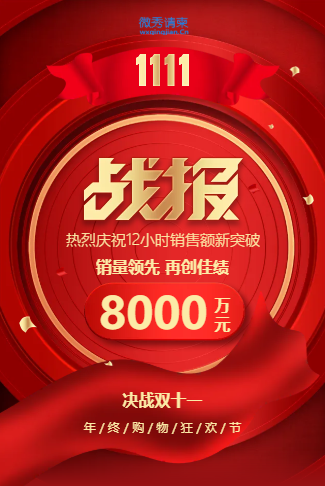 简约大气风双十一销售战报总结宣传企业宣传品牌介绍