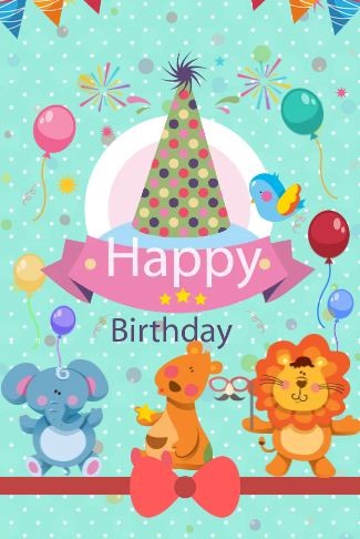 蓝色可爱小孩生日电子请柬
