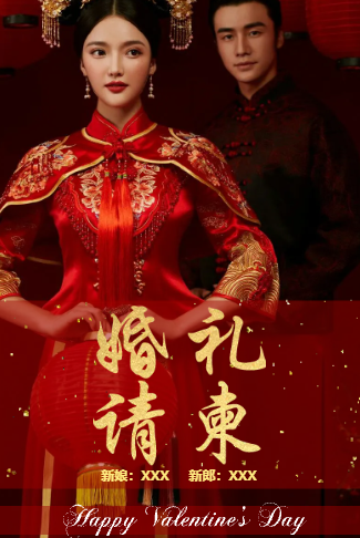 时尚高端中国风婚礼请柬电子请柬